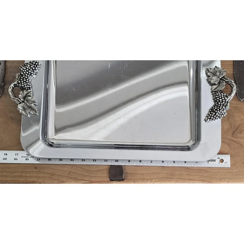 Vintage Towle Silversmiths Grape Vine Serving Tray Silver Tone 20